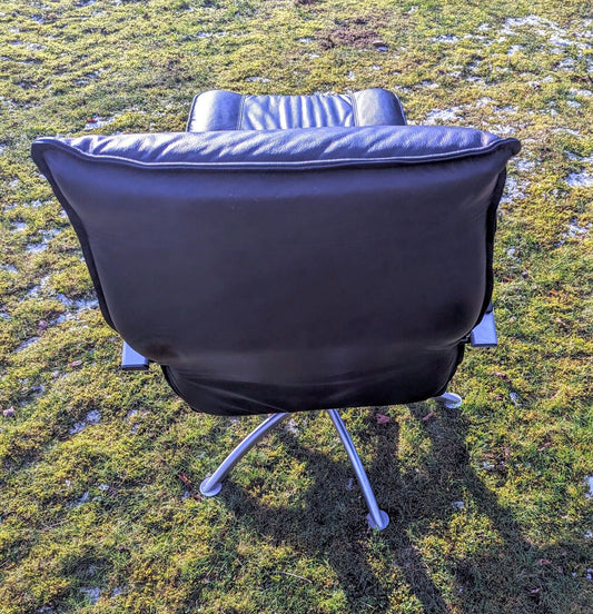 Superb Vintage Danish Kebe Leather Swivel Recliner F/Stool - Free UK Delivery
