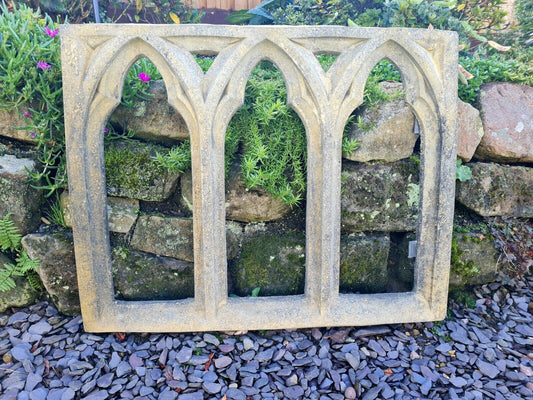 Church Triple Arch Window Vintage English Stone - Free UK Delivery