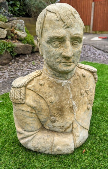 Vintage Napoleon Bonaparte Garden Bust Ornament English Stone - Free UK Delivery