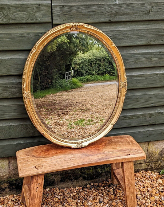 FRENCH VINTAGE OVAL GILDED MIRROR