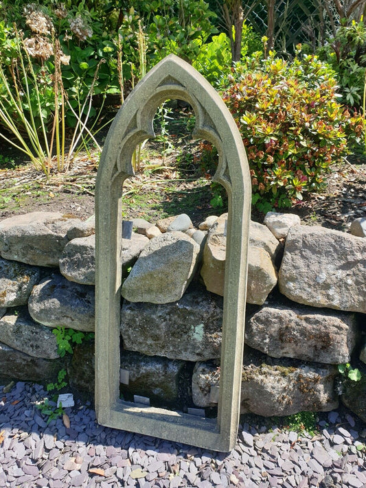 Church arch window garden ornament English stone - Free UK Delivery