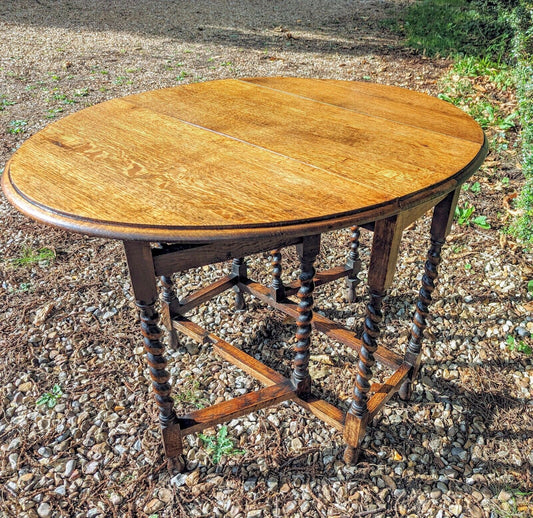 Antique early 20th oak gate leg table - Free UK Delivery