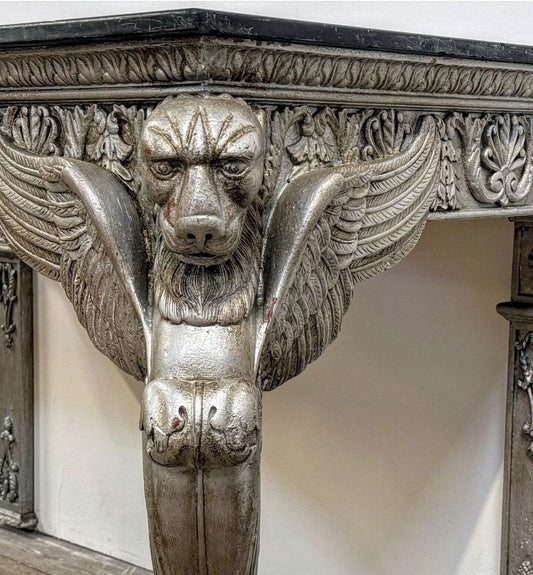 Italian Carved Winged Leopards & Slate Top Console Table - Free UK delivery