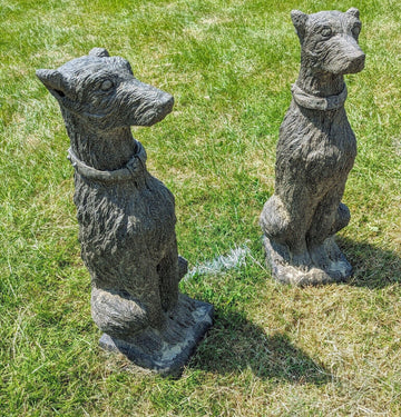 19th Century style vintage stone deer hounds - Free UK Delivery