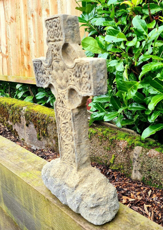 Celtic cross garden ornament English stone - Free UK Delivery