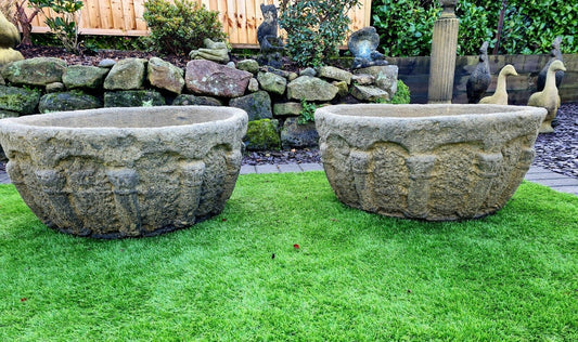 Pair Of Vintage Giovani Garden Urns - Free UK Delivery