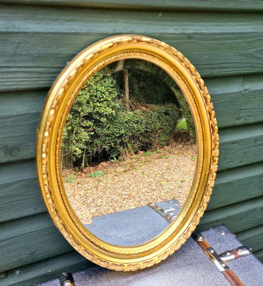 Gilded 20th century oval bevelled edge mirror - Free UK Delivery