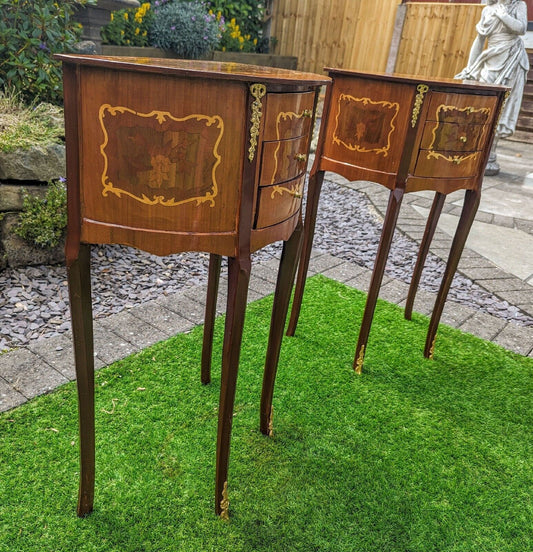 Italian marquetry ormolu mounted side tables