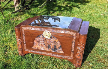 Excellent Vintage Chinese Carved Camphor Wood Blanket Box - Free UK Delivery
