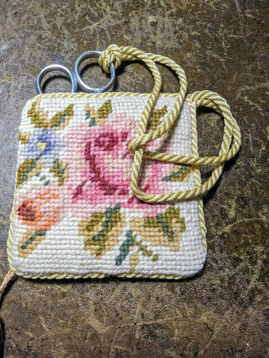 Victorian Antique Womens Dress Scissors In Floral Pouch - Free UK Delivery