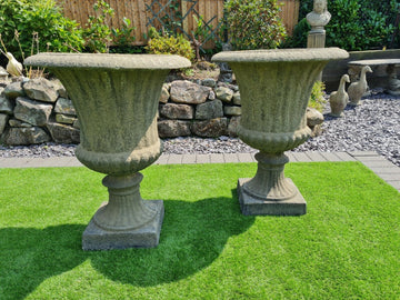 Vintage Green Heathfield English Stone Urns/Planters - Free UK Delivery