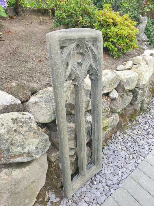 Medieval church window garden ornament English stone - Free UK Delivery