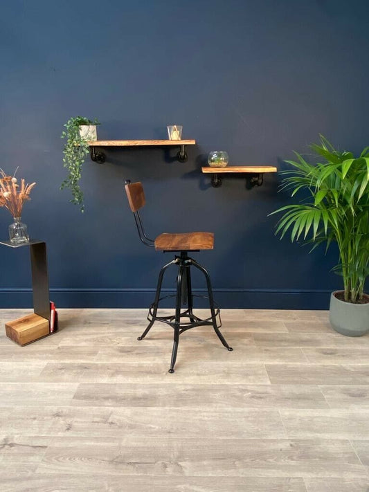Vintage mango wood bar stool - Free UK Delivery