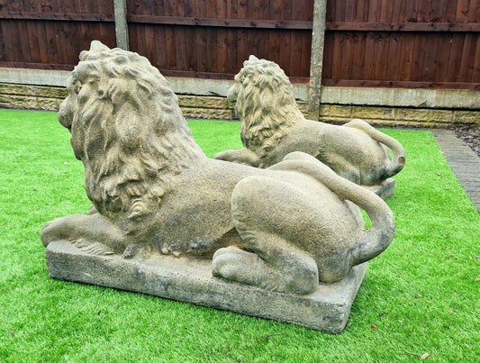 Langport Lions garden ornament English stone - Free UK Delivery