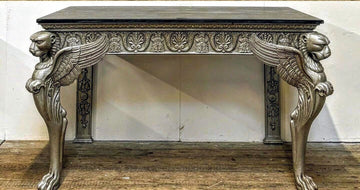 Italian Carved Winged Leopards & Slate Top Console Table - Free UK delivery