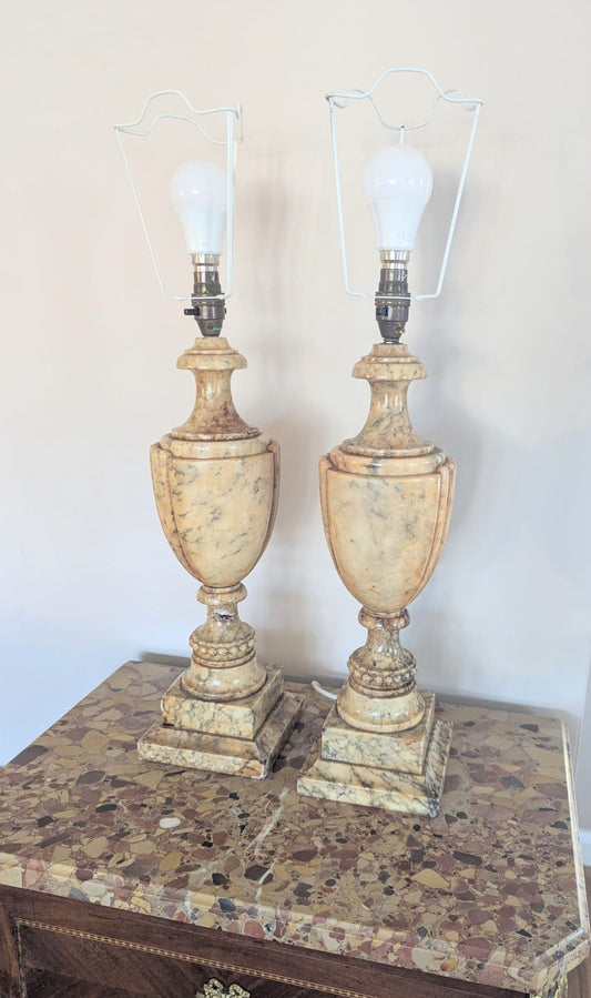 Pair of 1920’s Alabaster Urn shaped table lamp bases - Delivery Available UK 0368