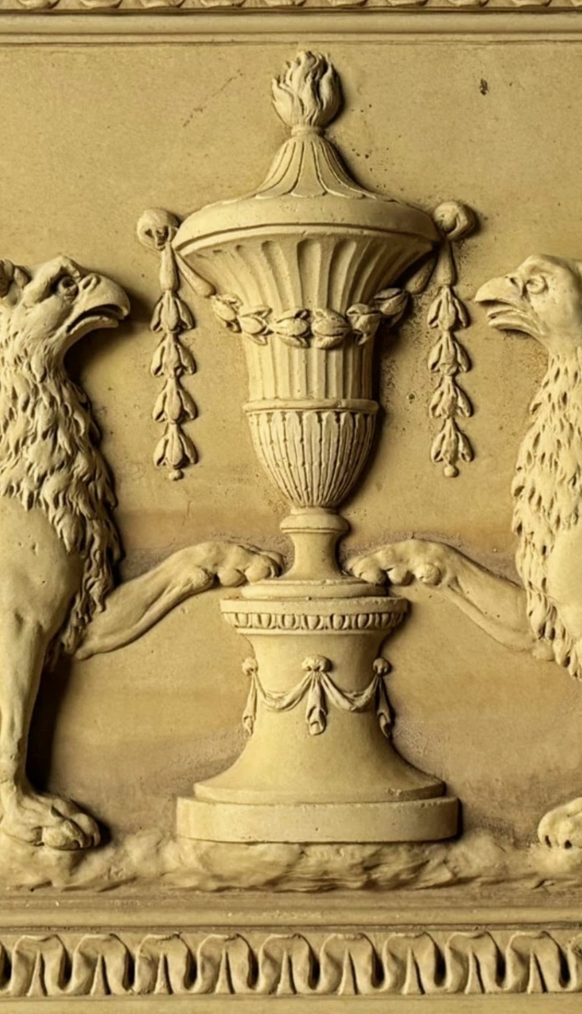 Composite plaque after coade stone original Pair Griffins - Delivery Available