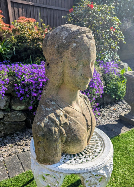 Vintage Weathered 19th Century Lady Stone Bust  - Delivery Available