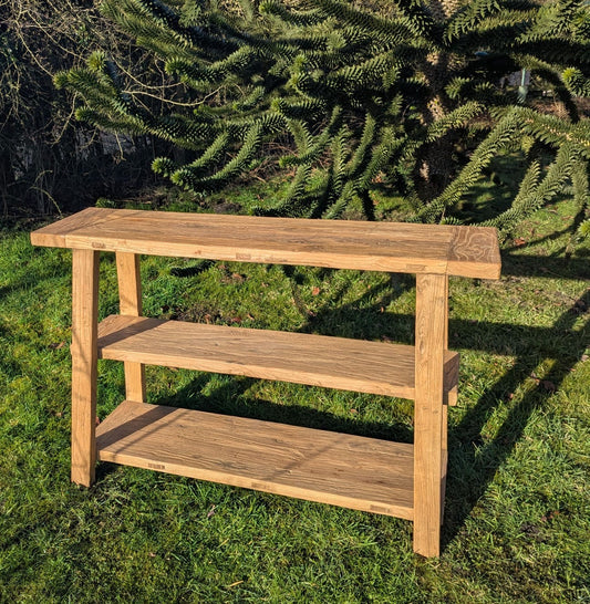 Vintage Rustic reclaimed Elm Large 3 Tier Console Table - Delivery Available