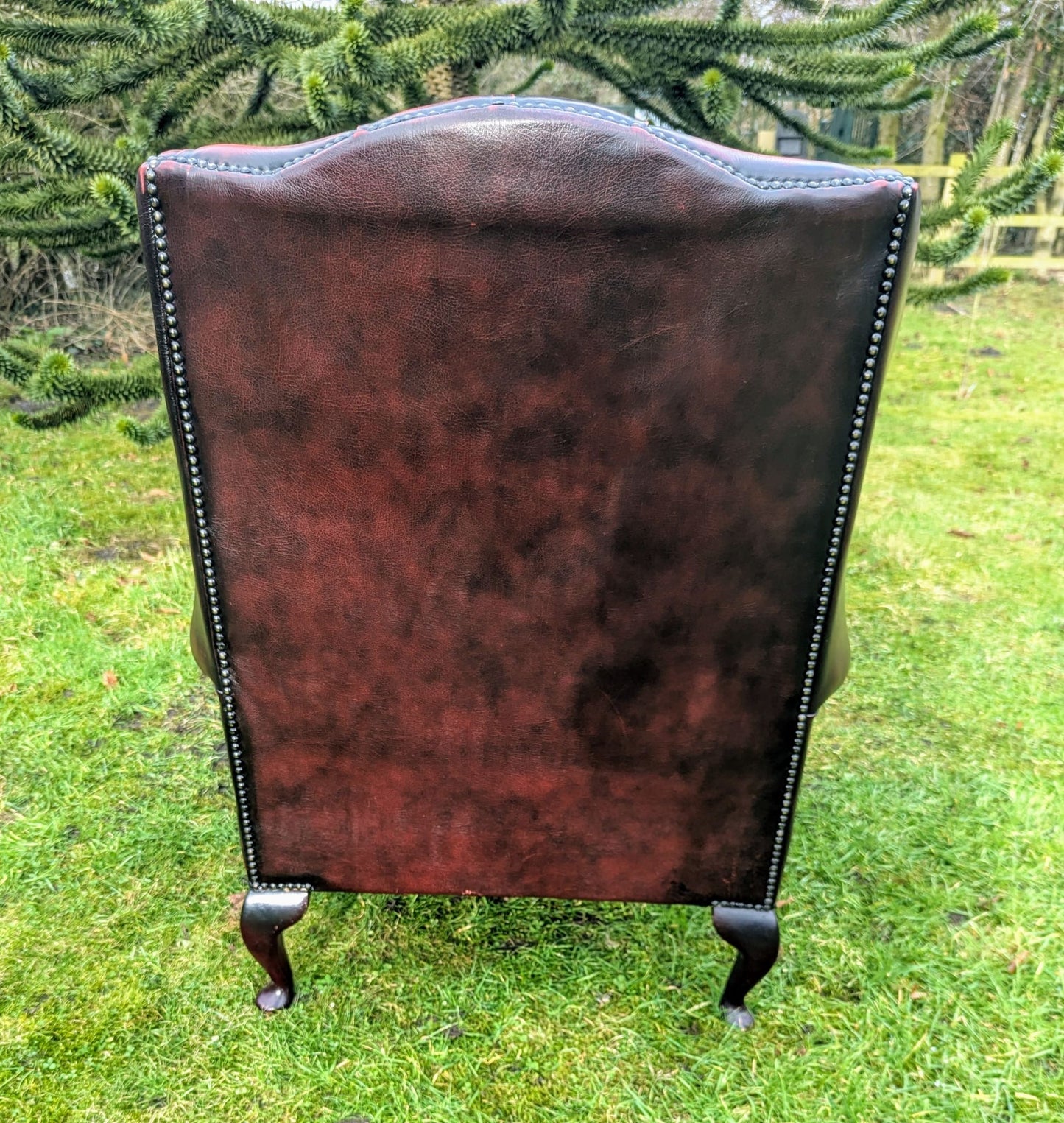 Superb Vintage Oxblood Leather Chesterfield Wingback Armchair Delivery Available