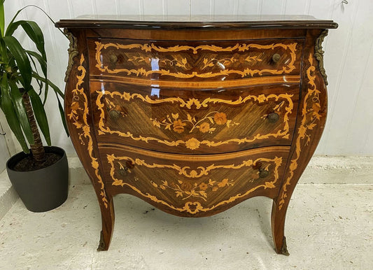 Italian Inlaid Marquetry Chest Of Drawers - Delivery Available