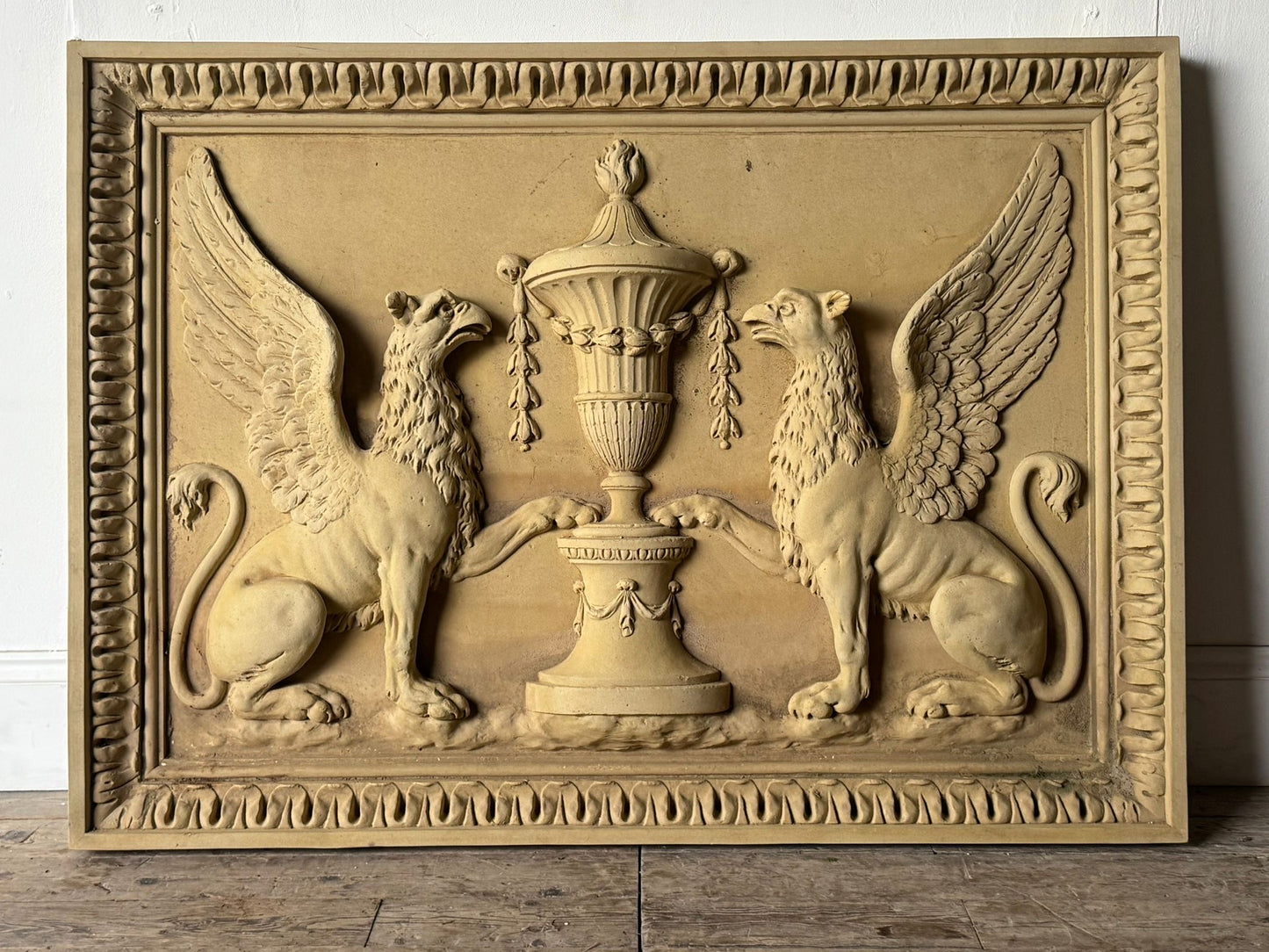Composite plaque after coade stone original Pair Griffins - Delivery Available