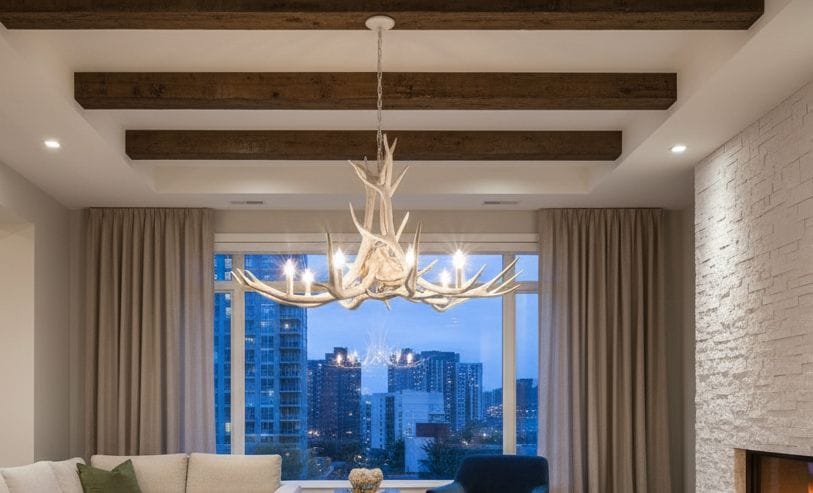 Vintage bleached red deer Antler chandelier - UK delivery available
