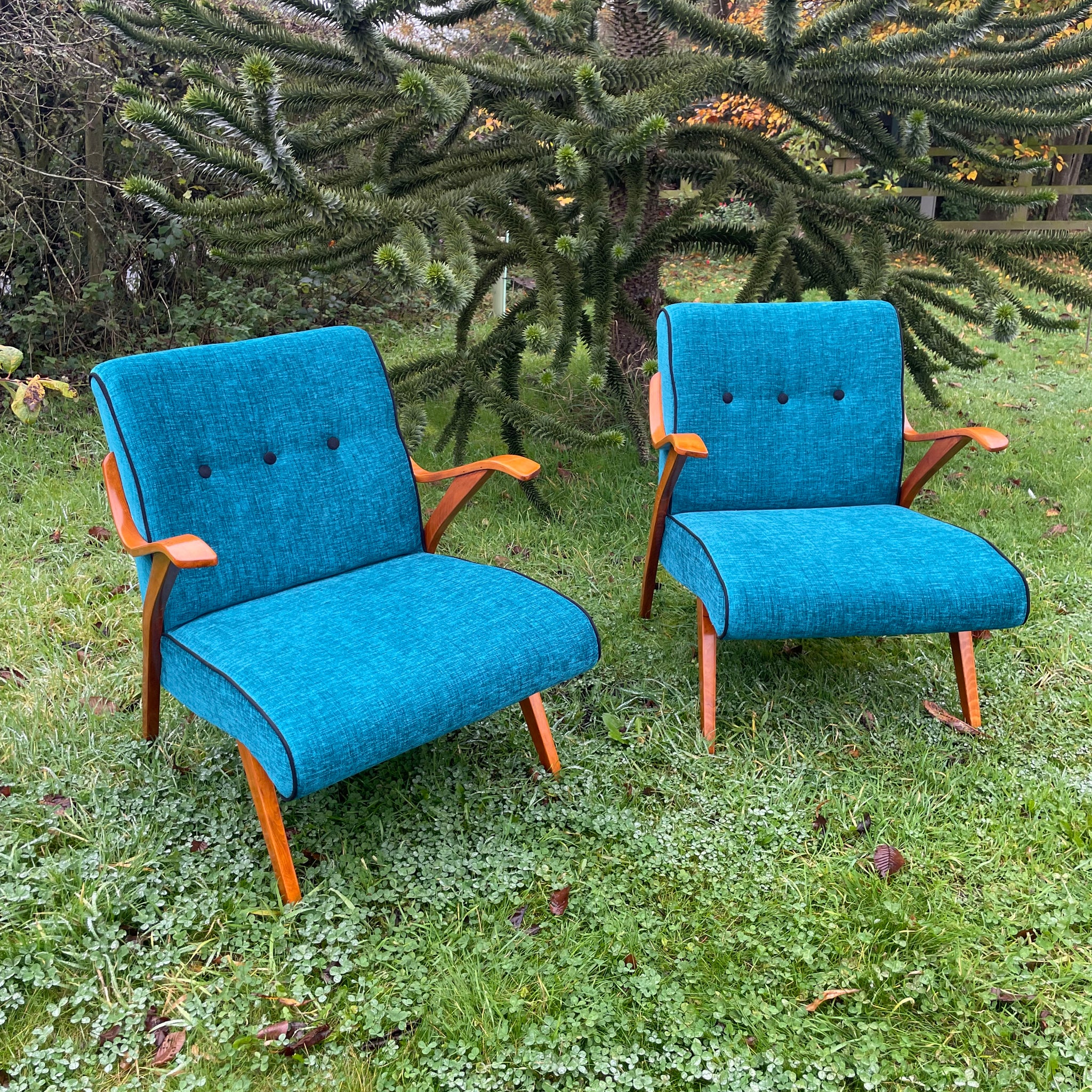 Vintage Italian Green Gio Ponti hard to find Style Armchairs 1950’s - Free UK delivery