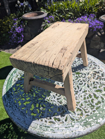 Rustic reclaimed elm wood Stool Plaque boy max - Delivery Available 0309