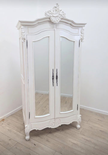 Vintage French style Armoire white painted wardrobe - Delivery Available 0373