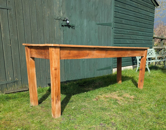 Vintage Rustic Pine Wood refectory table with 5 planks - Delivery available 0295