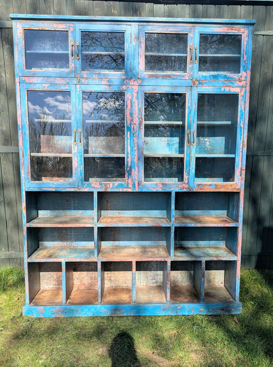 Large Mid century industrial style display cabinet - Delivery Available 0296