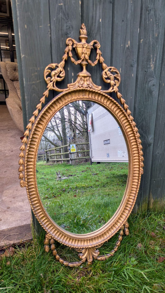 French Louis XIV style gilt framed oval wall mirror - Delivery available