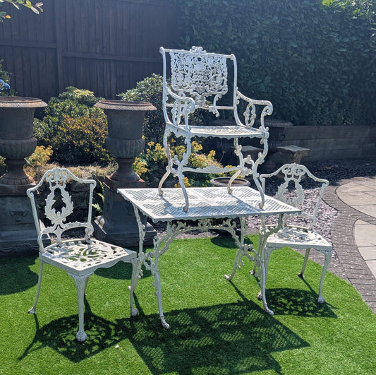 Regency Style Metal patio rectangle table and chair set - Delivery available 0364