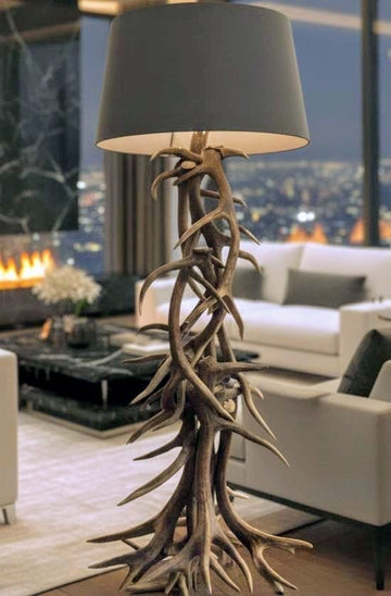 Vintage Rustic Antler Red deer floor Lamp - Delivery Included UK