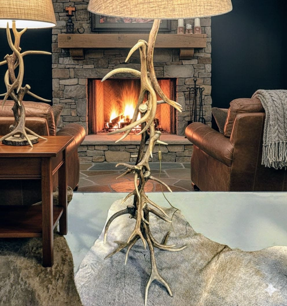 Vintage Rustic Antler Red deer floor Lamp - UK Delivery Available