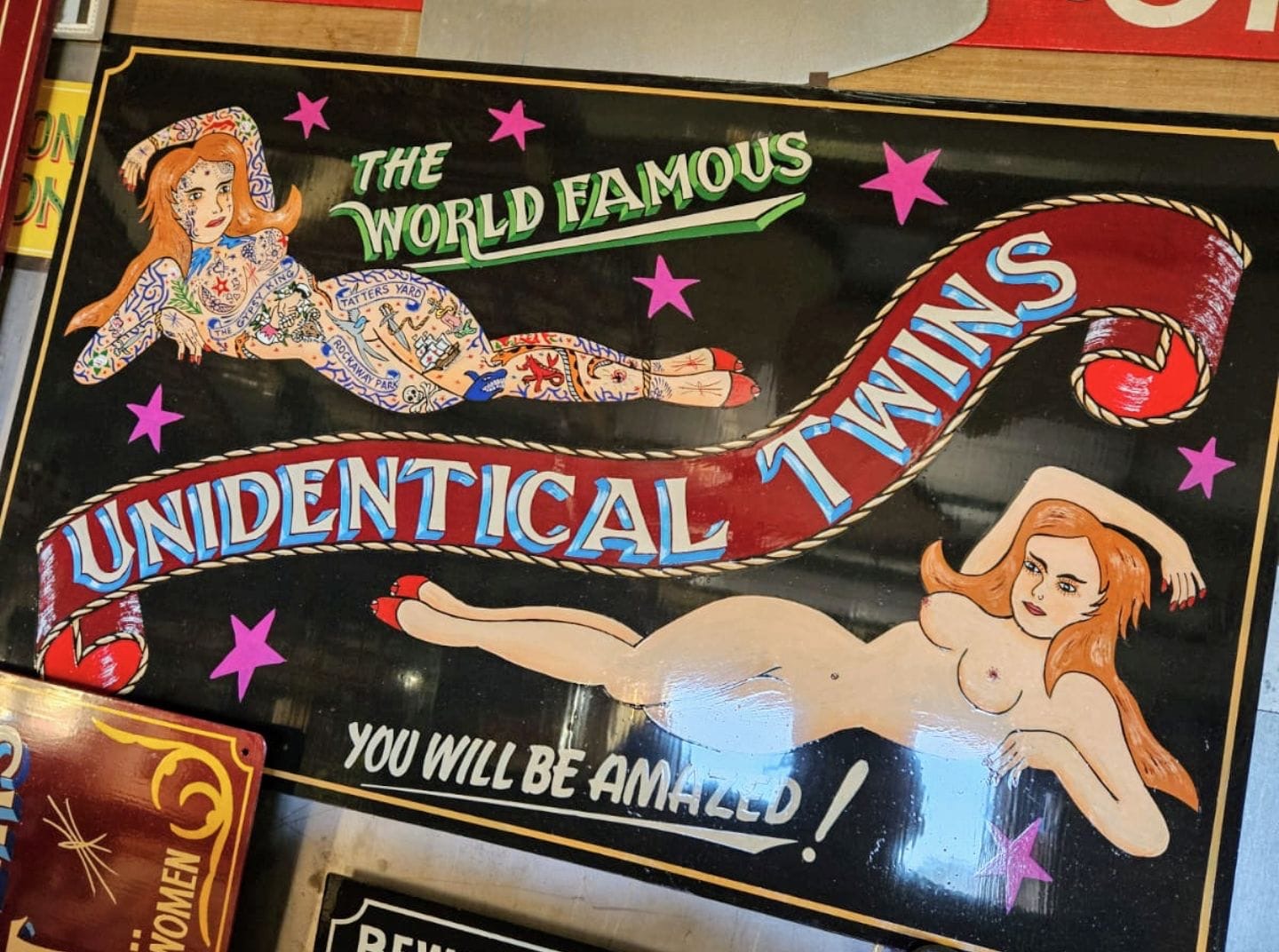 Superb Quality  Hand Painted Art Sign, Unidenticle Twins - Delivery Available