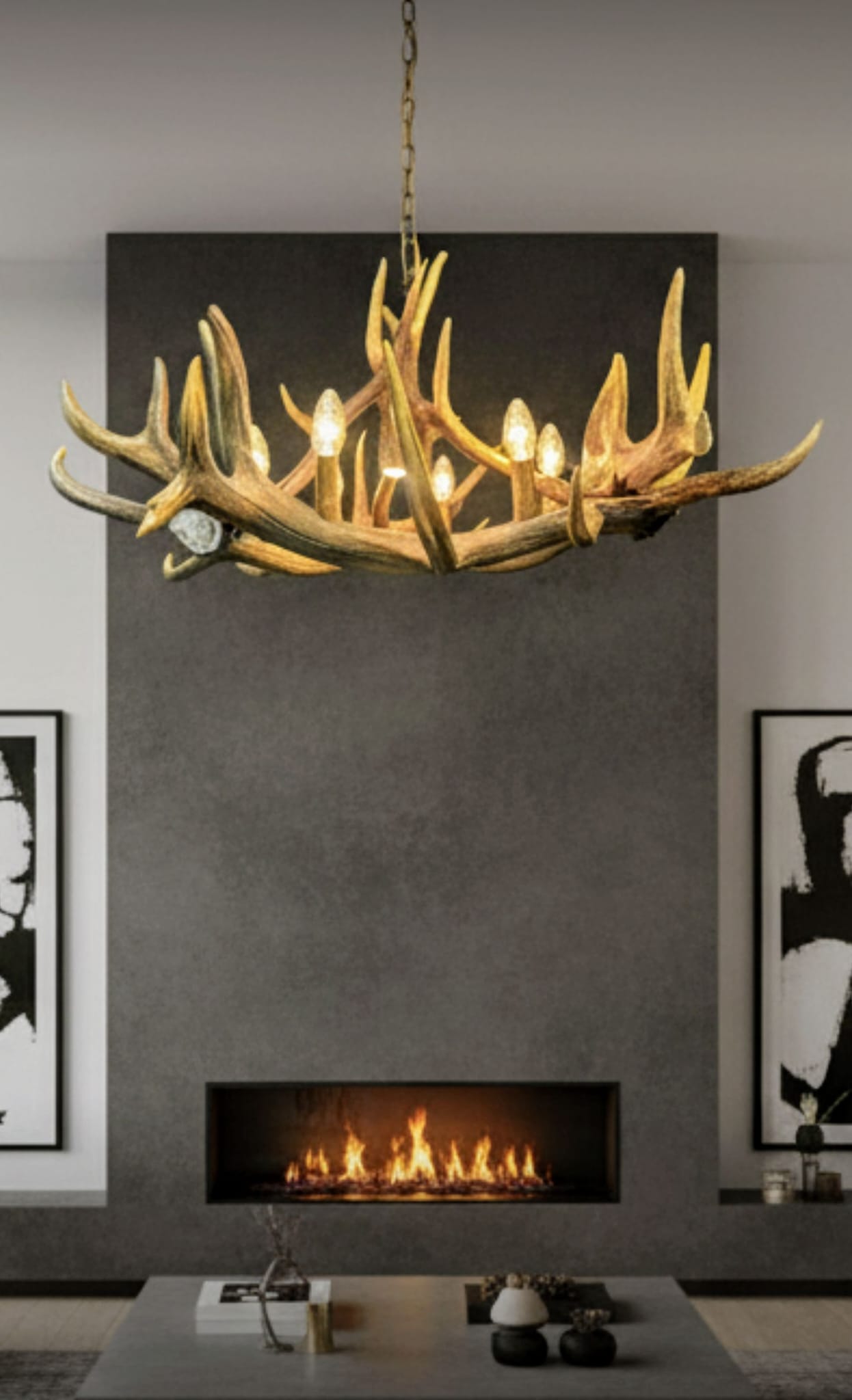 Vintage Rustic Antler Chandelier Pendant Lamp - Delivery Available