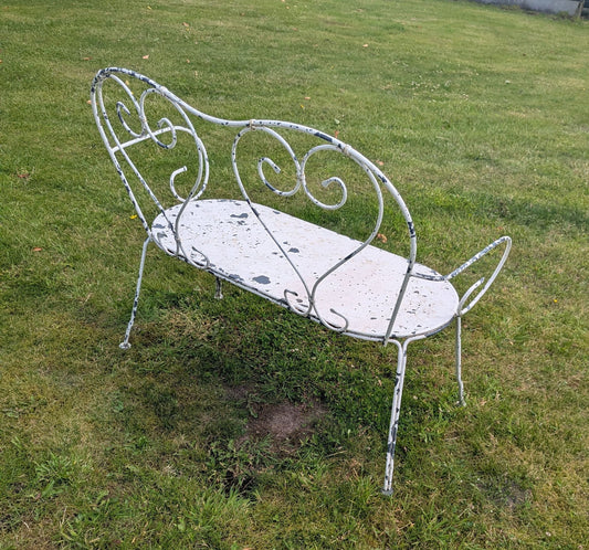 Vintage Elegant Scrolled metal Garden Bench - Delivery Available - 0349