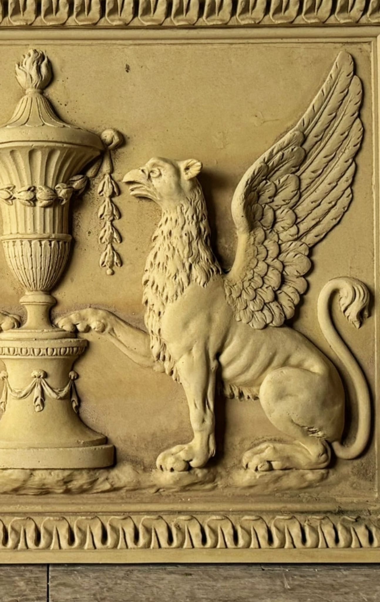 Composite plaque after coade stone original Pair Griffins - Delivery Available