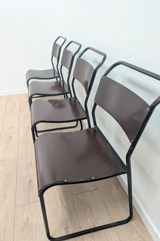Four mid century British Bamco stacking chairs stack 2 - Delivery Available 0387