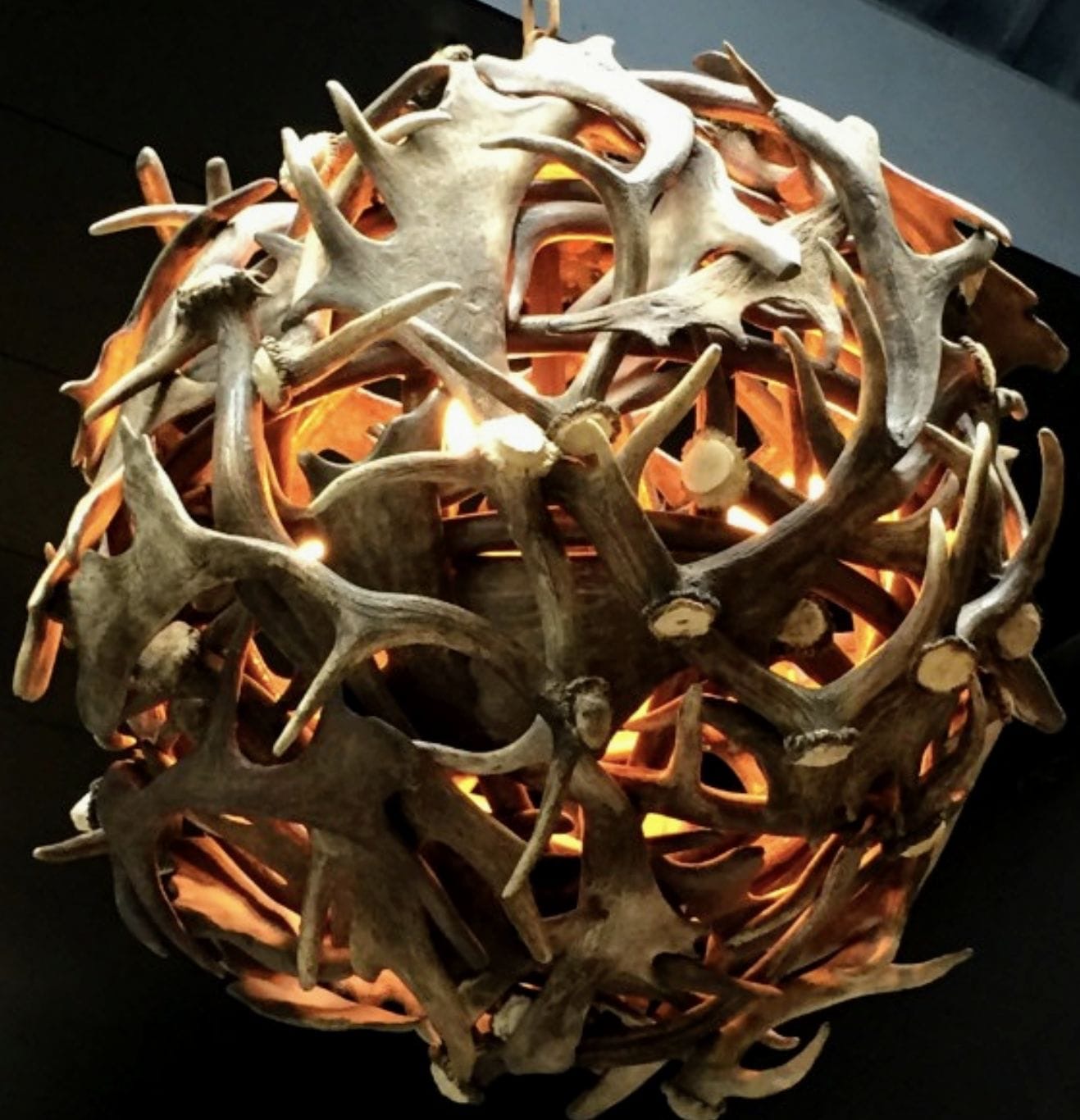 Vintage Rustic Fallow deer antler sphere chandelier - UK delivery available