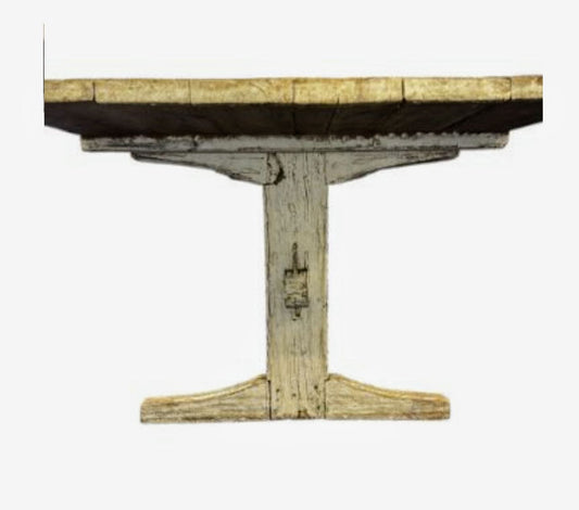 Vintage Large Pine refectory table 6 plank top shaped legs - Delivery available