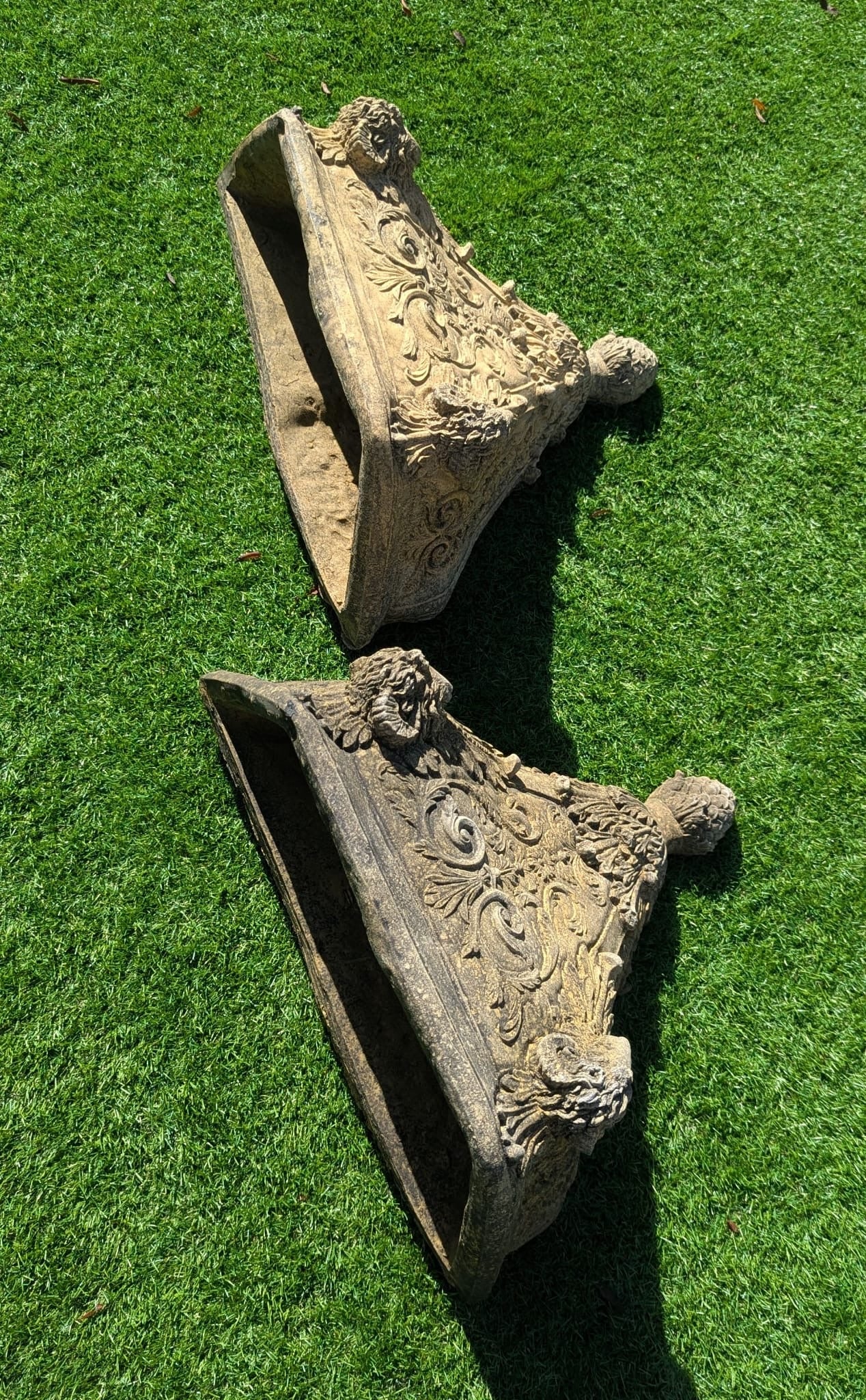 Vintage English Stone Rams Head  Wall Planters - Free UK Delivery