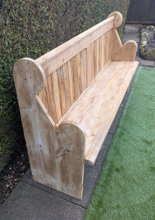 Charming Vintage Rustic Stripped Pine Victorian Church Pew - Delivery Available