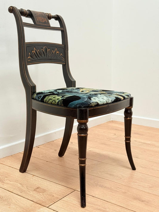 Ebonised hand painted gilt 19th Century Regency chair - Delivery available