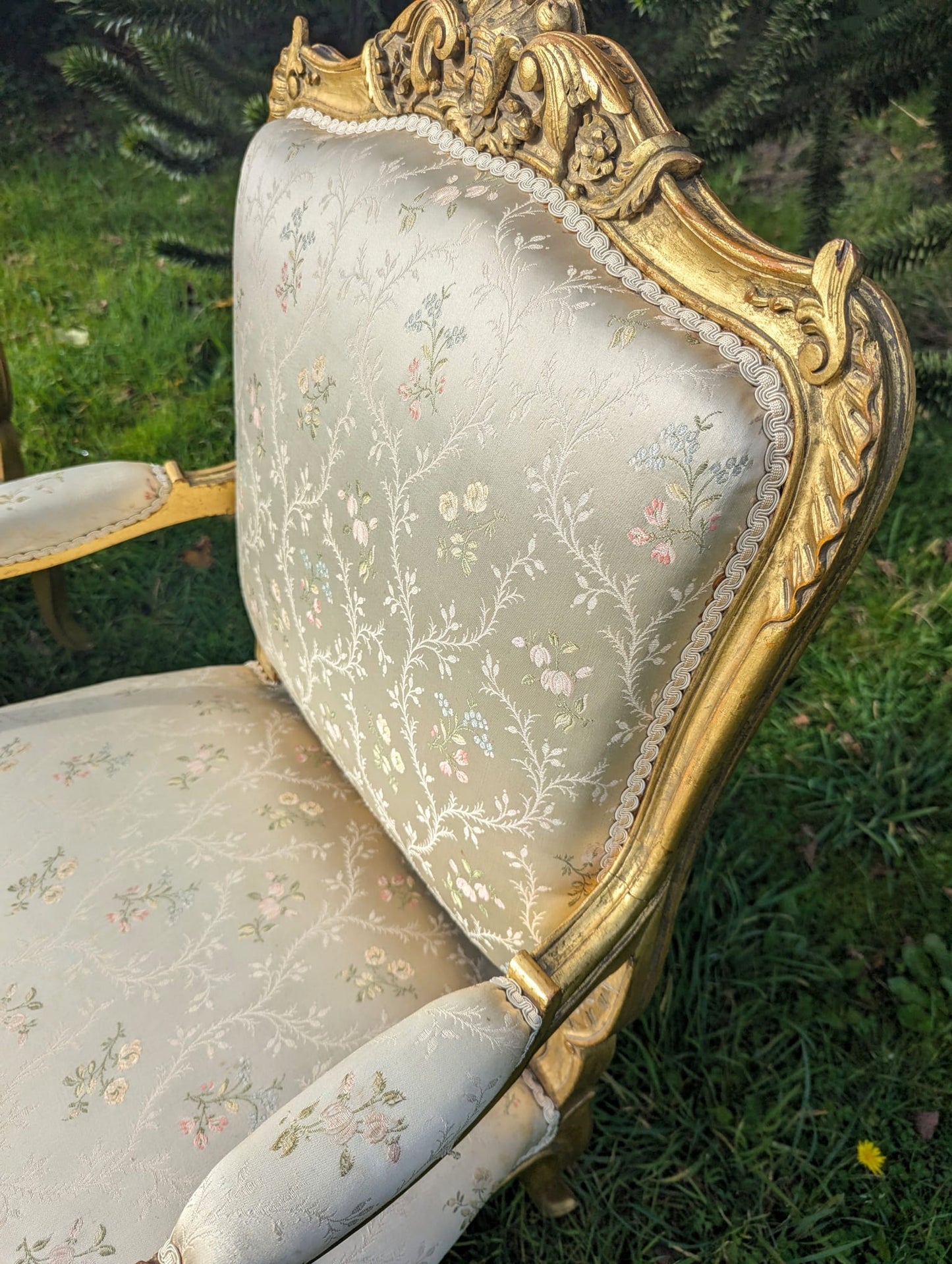 Louis XV style Chairs Silk Floral Upholstery - Delivery Available