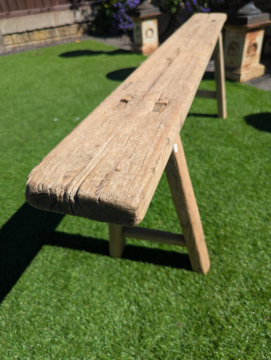 Rustic wooden bench reclaimed elm wood - Delivery Available 0320