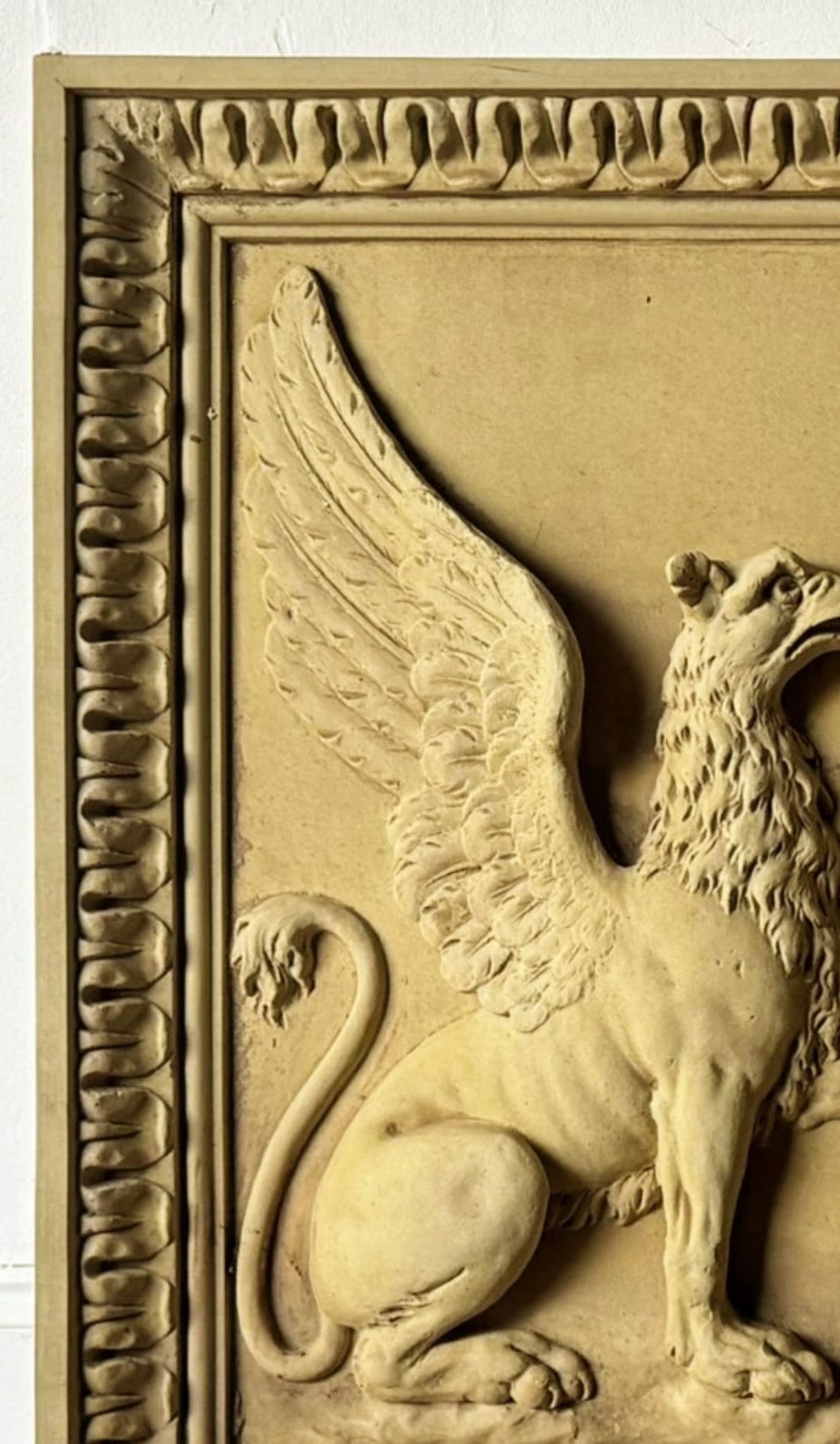 Composite plaque after coade stone original Pair Griffins - Delivery Available