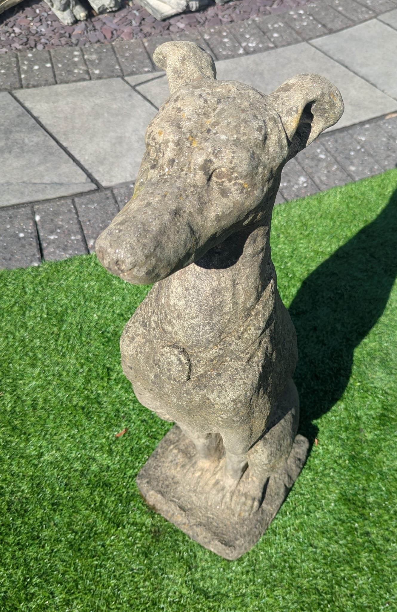 Pair 19TH CENTUARY STYLE VINTAGE STONE ITALIAN HOUNDS (DELIVERY AVAILABLE)
